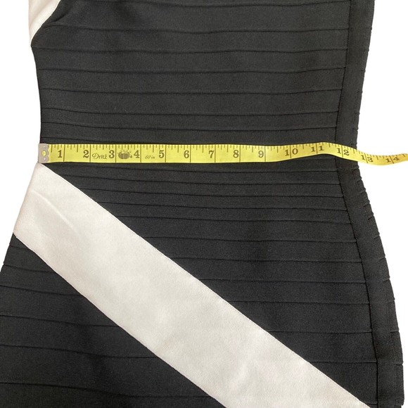 Dress the Population Size Small One Shoulder Black White Bodycon Mini Dress NWOT - Picture 4 of 8